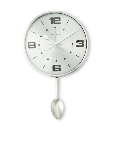 George Nelson Spoon Pendulum Clock, Silver