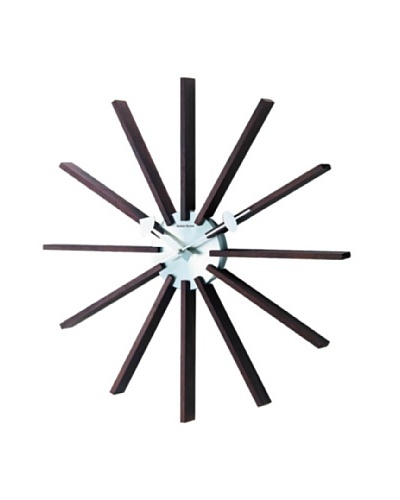 George Nelson Square Wooden Spindle Wall Clock [Dark Wood]