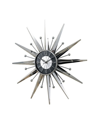 George Nelson Metal Sunray Clock, Silver/Black