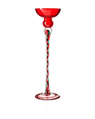 Glass Works Jozefina Holiday Red Candleholder 16″