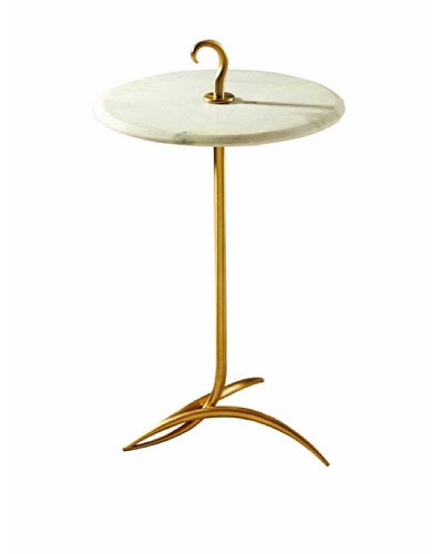Global Views Brass and White Marble Hook Side Table