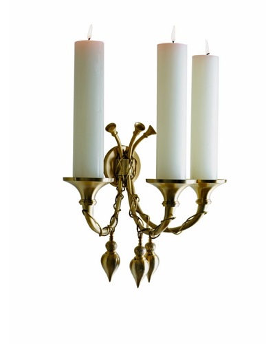 Global Views Antique-Inspired Brass Horn Acorn Candle Sconce