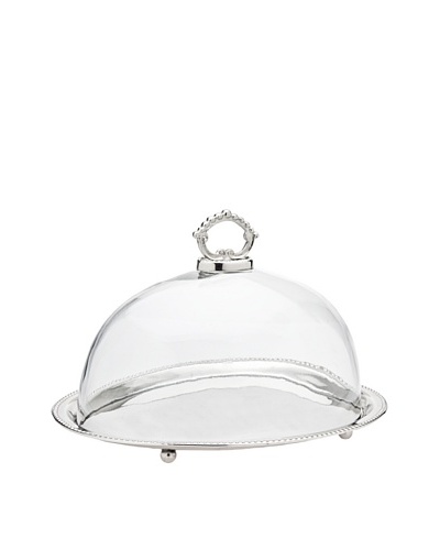 Godinger Oval Tray with Glass Dome, Silver