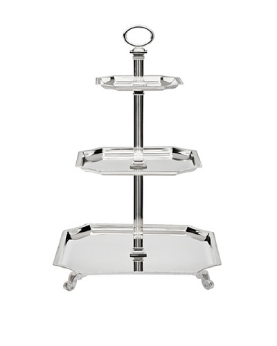 Godinger 3-Tier Tray Server, Clear/Silver
