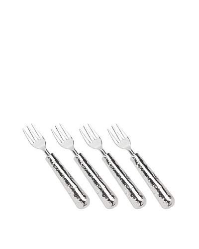 Godinger Set of 4 Lava Dessert Forks, Silver
