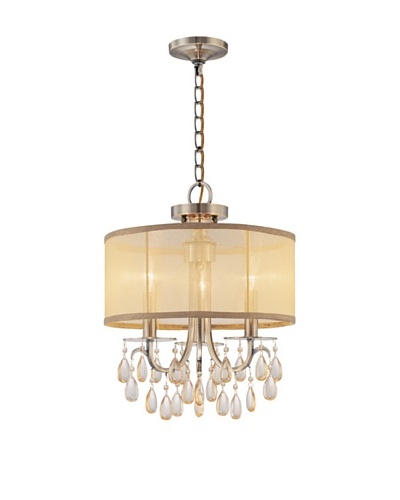 Gold Coast Lighting Hampton Collection Oyster Crystal Chandelier, Antiqued Brass, 3-Light