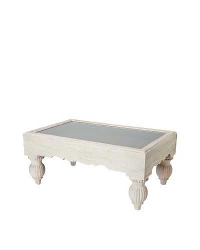 GuildMaster Shadow Box Coffee Table, Lime Wash/Olive
