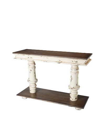 GuildMaster Console Pedestal Table, Off-White/Medium Brown