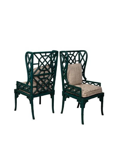Guildmaster Set of 2 Bamboo-Inspired Wing Back Chairs