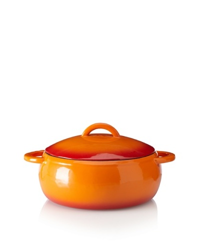 Guro Cast Iron Round 152-Oz. Enamel Coated Pot, Orange/Red