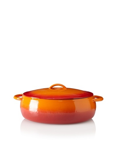 Guro Cast Iron Oval 270-Oz. Enamel Coated Pot, Red/Orange