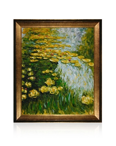 Hand-Painted Reproduction of Claude Monet Water Lilies Framed Oil Painting, 20 x 24