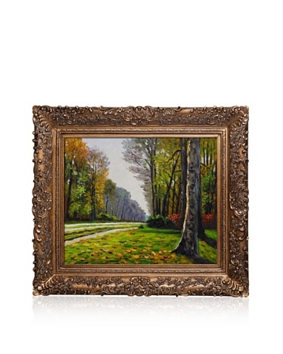 Hand-Painted Reproduction of Claude Monet The Road to Bas-Breau, Fontainebleau Framed Oil Painting, ...