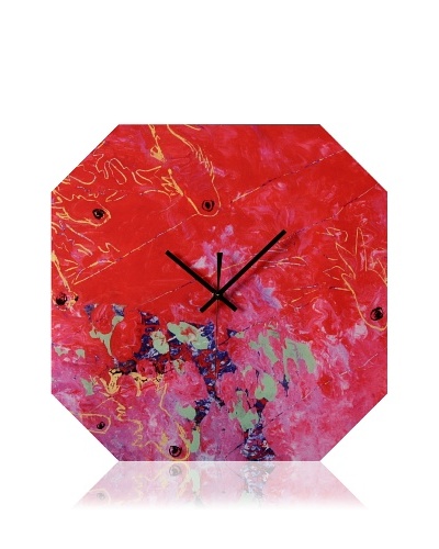 HangTime Designs Koi Fish Octa Wall Clock, Red