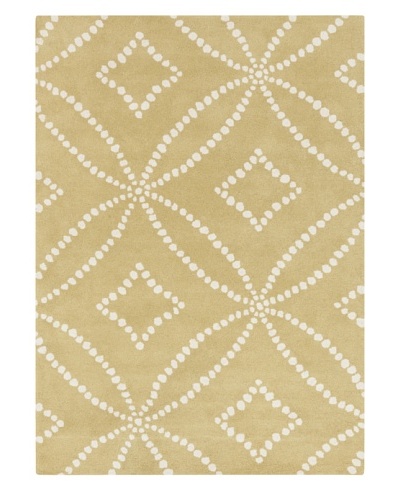 Harlequin New Zealand Wool Rug, 5' x 8' [Gold/White]