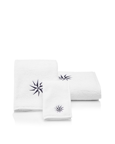 Haute Home Compass Star Terry Towel Set, Navy/White