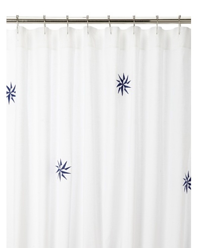 Haute Home Compass Star Shower Curtain, Navy/Aqua