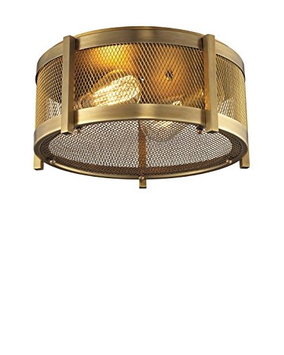 HGTV Home Rialto Collection 2-Light Flush Mount, Aged Brass