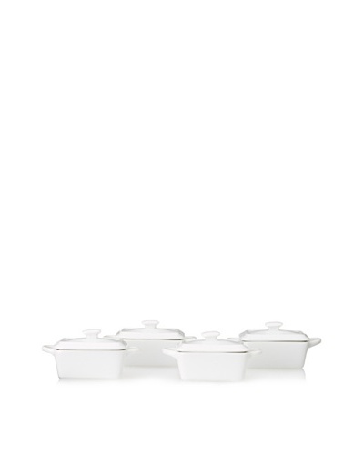 Home Essentials Set of 4 Rectangular Mini Cocottes, White