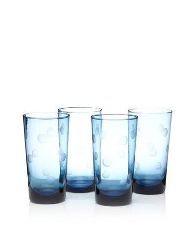 Home Essentials Set of 4 Pulse Dots Highball Glasses [Blue]