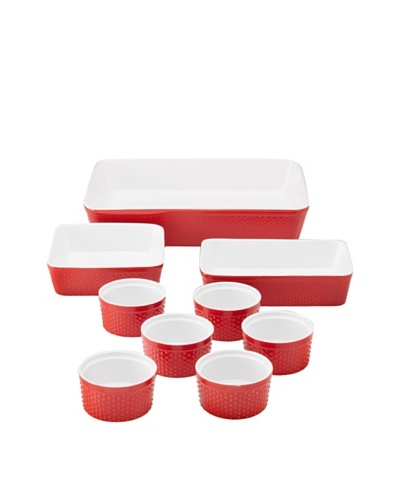 Home Essentials 9-Piece Bakeware Set, Red/White