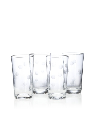 Home Essentials Set of 4 Pulse Dots Highball Glasses [Clear]