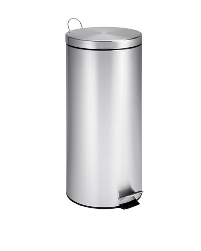 Honey-Can-Do Round Stainless Steel Step Trash Can with Liner, Chrome, 30-Liter/ 8-Gallon