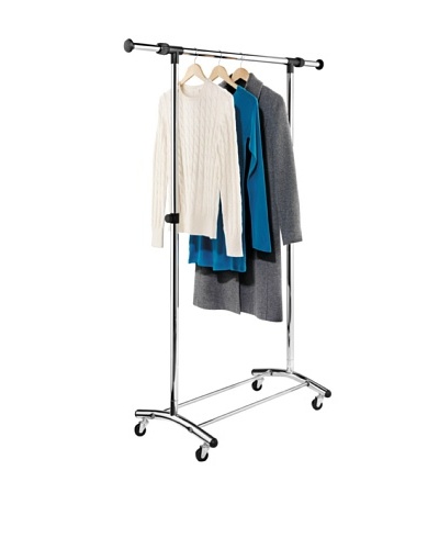 Honey-Can-Do Garment Rack with Adjustable Bar and Steel Casters, Chrome