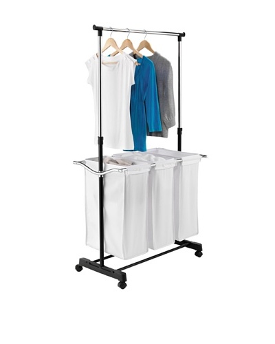 Honey-Can-Do Adjustable Height Laundry Center, Chrome/Black/White
