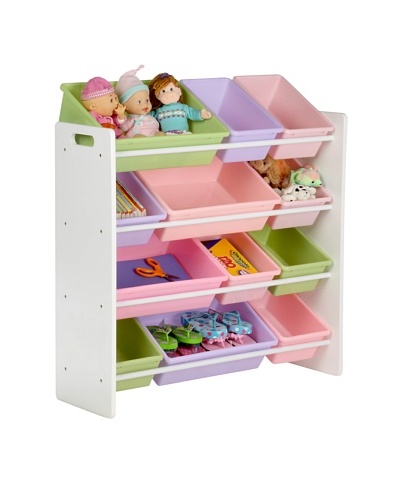 Honey-Can-Do Kids Toy Organizer and Storage Bins [White/Pastel]