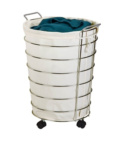 Honey-Can-Do Steel Canvas Rolling Laundry Hamper, Chrome
