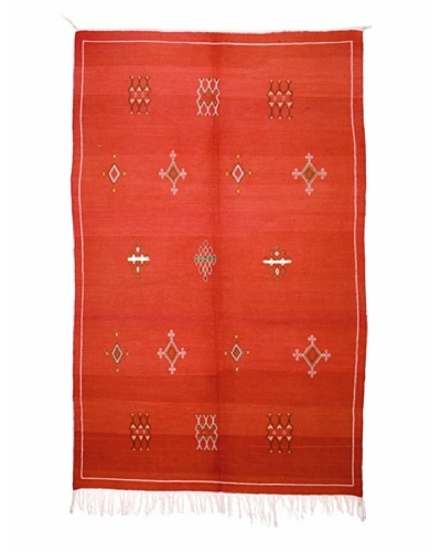 Hotel Marrakeche One of a Kind Hand Knotted Moroccan Rug, Red/Crème, 4' 10 x 8' 2