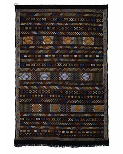 Hotel Marrakeche One of a Kind Hand Knotted Moroccan Rug, Black/Grey/Blue, 6' 5 x 9' 9