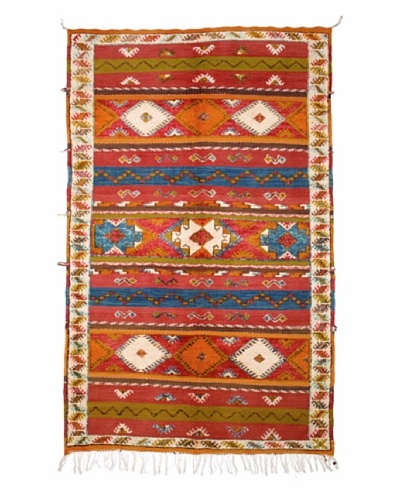 Hotel Marrakeche One of a Kind Hand Knotted Moroccan Rug, Red/Orange/Blue, 5' 1 x 8' 6