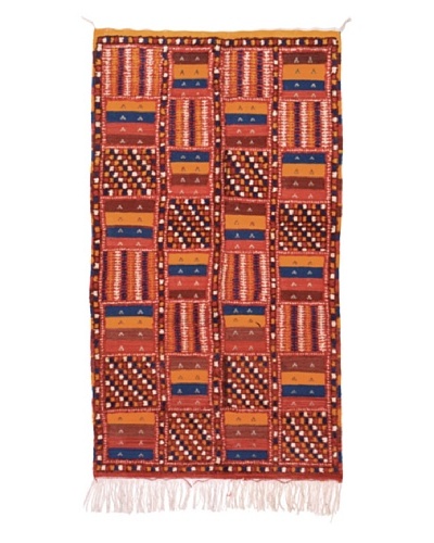 Hotel Marrakeche One of a Kind Hand Knotted Moroccan Rug, Red/Blue/Orange, 3' 6 x 6' 8