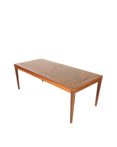 Danish Mid-Century Modern Tile Top Table, Brown/Orange/Black