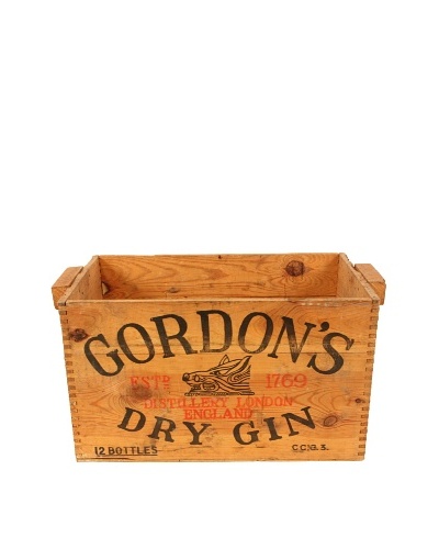 Gordon's Gin Wood Crate, Brown/Black/Red