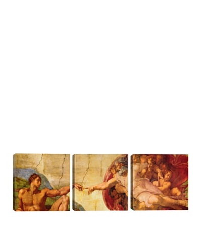 iCanvasArt Michelangelo: Creation Of Adam Panoramic Giclée Triptych