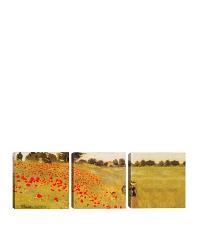 iCanvasArt Claude Monet: Field of Poppies Panoramic Giclée Triptych