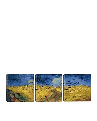 iCanvasArt Vincent Van Gogh: Wheatfield with Crows Panoramic Giclée Triptych