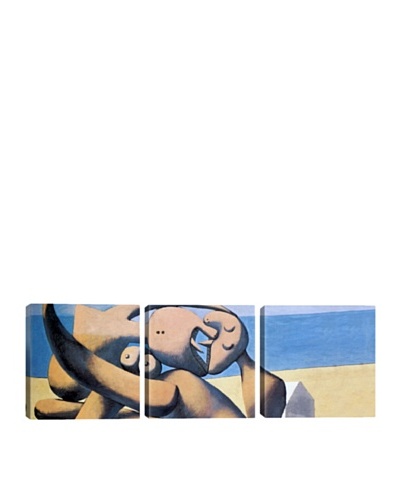 iCanvasArt Pablo Picasso: Figure by The Sea Panoramic Giclée Triptych