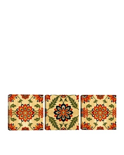 iCanvasArt Indian Mughal Empire: Velvet Silk Carpet Panoramic Giclée Triptych