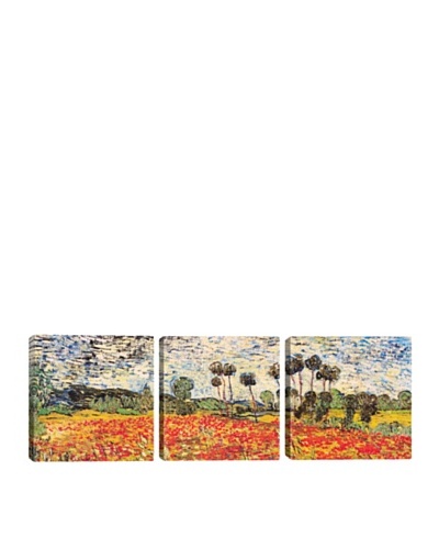 iCanvasArt Vincent Van Gogh: Field of Poppies Panoramic Giclée Triptych
