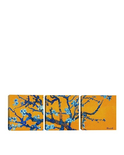 iCanvasArt Vincent Van Gogh: Almond Blossom, Orange Panoramic Giclée Triptych
