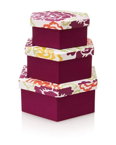 Image By Charlie 3-Piece Cotton Sateen Summertime Hexagonal Boxes, Floral, Multicolor