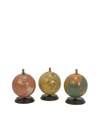 Set of 3 Antique Finish Mini Globes