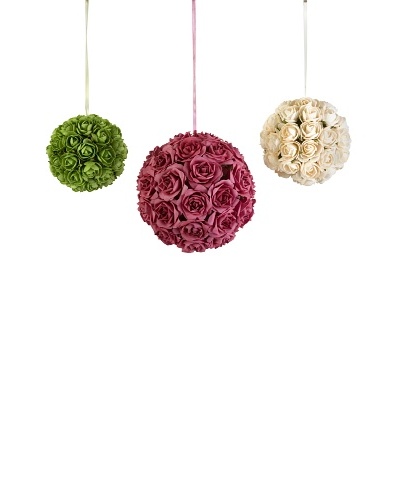 Florence Rose Decorative Hanging Ball, Set of 3
