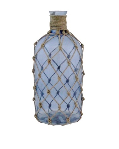 The Import Collection Kofi Rope-Entwined Glass Bottle, Light Blue