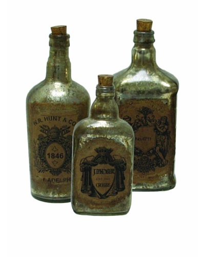 The Import Collection Set of 3 Hunt Co. Glass Bottles, Brown