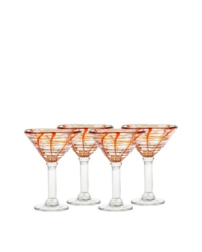 Impulse! Set of 4 Abstract Martini Glasses, Orange
